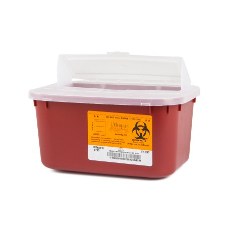 Sharps Container Sharps® 5 H X 10 W X 7 D Inch 1 Gallon Red Base / Translucent Lid Horizontal Entry Hinged Snap On Lid (1/EA 24/CS) by Medegen Medical Products LLC  ID 8703
